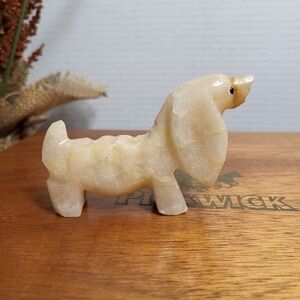 Vintage Carved Stone Onyx Marble Spaniel Dog Figurine